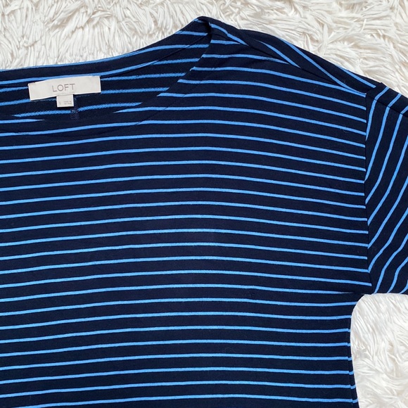 Loft 3/4 Tie Sleeve Stripe Top 💗 Navy & Blue - Picture 8 of 14